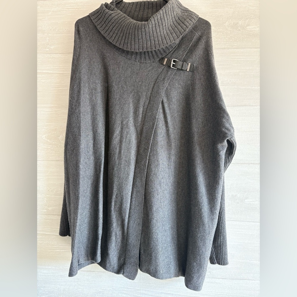 Croft & Barrow Charcoal Turtleneck Sweater with Buckle
